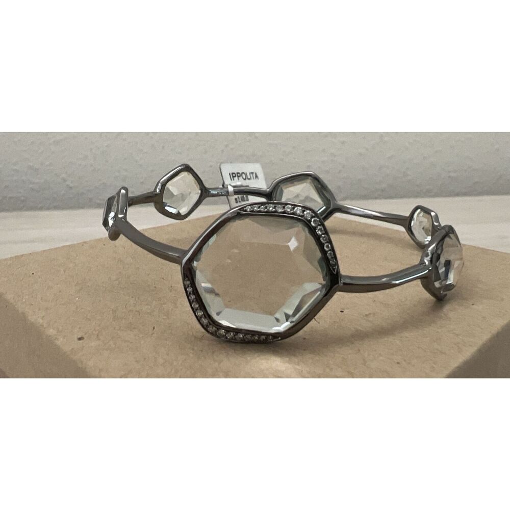 Ippolita Black Rhodium Silver 925 Diamond Wicked 6 Station Bangle Bracelet $2495 - Picture 6 of 12